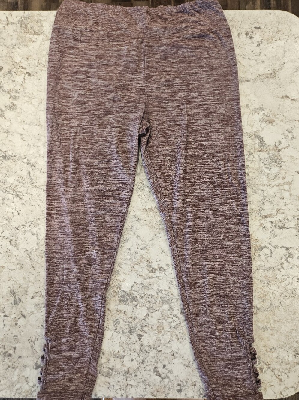 Mauve Heather Leggings with Ankle Cutout Details